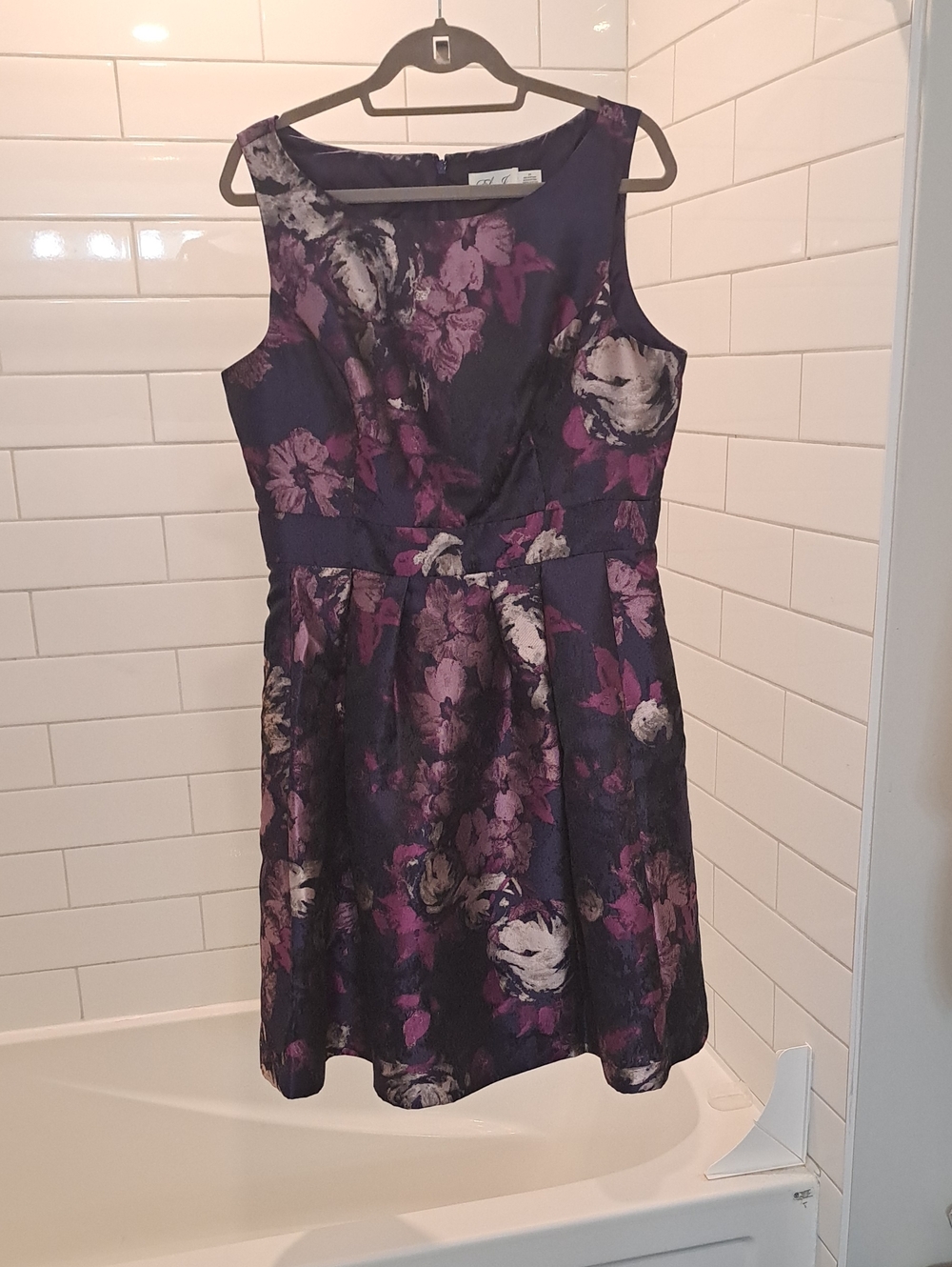 Pretty Purple Party Frock By Eliza J with Sewn In Crinolin-size 14, with Shrug